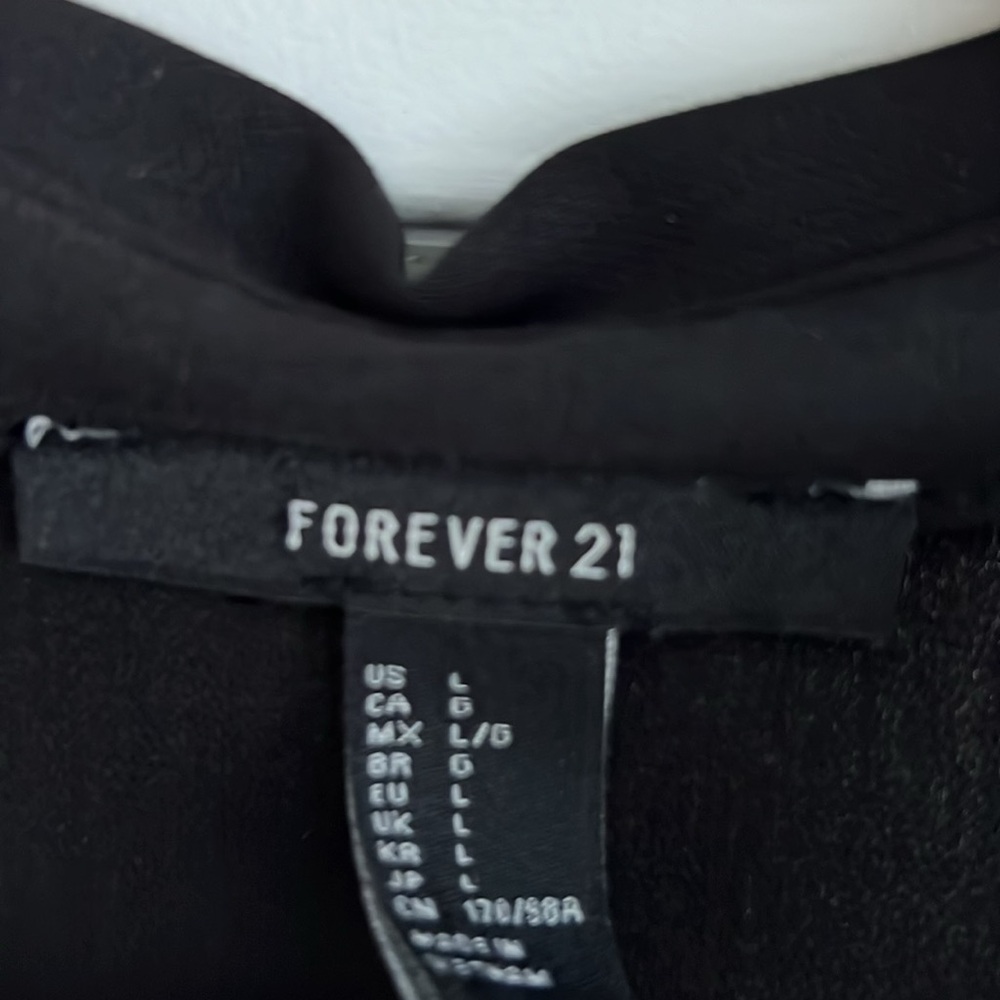Forever 21 dress black button down dress with tie waist - Picture 3 of 7